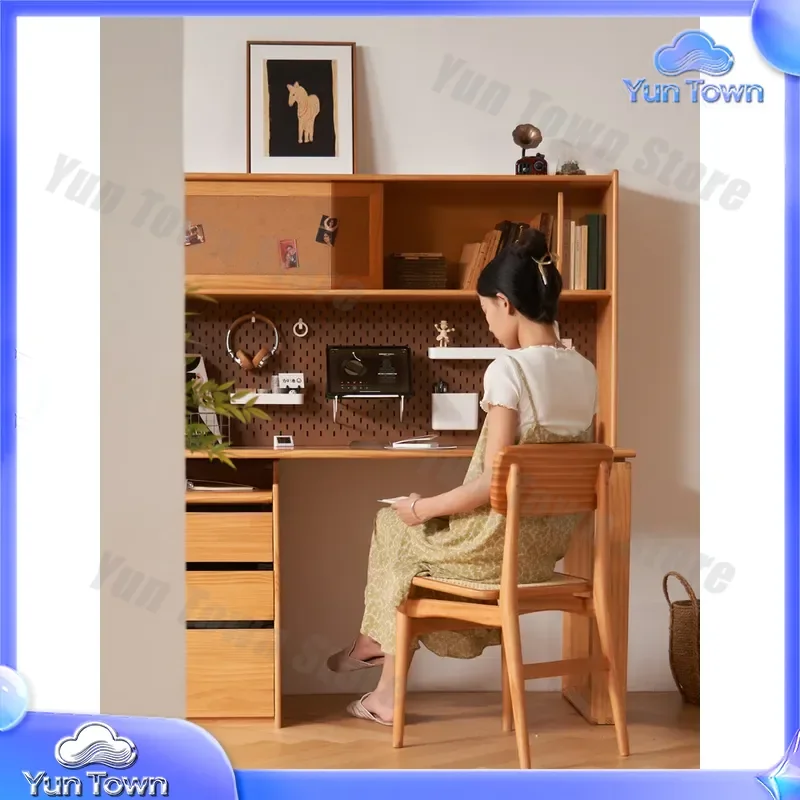 Nordic Solid Wood Desk for Home Office Study Computer Desk Japanese Style Minimalist Multi Functional Writing Desk for Small