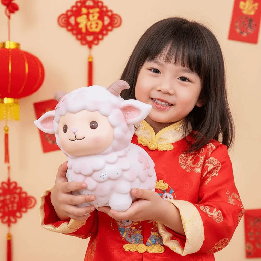 PVC Cute Sheep Bank Pastel Pink Drop Resistant Animal Saving Pot Smooth Surface Back Slot Shatterproof Piggy Banks