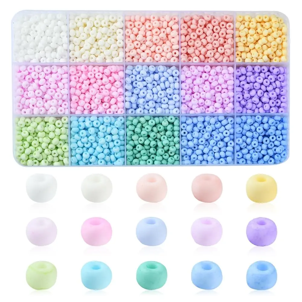 

1500Pcs 15 Colors 4mm Candy Color Glass Seed Beads 6/0 Round Pony Craft Beading Glass Beads Kit for DIY Jewelry Making