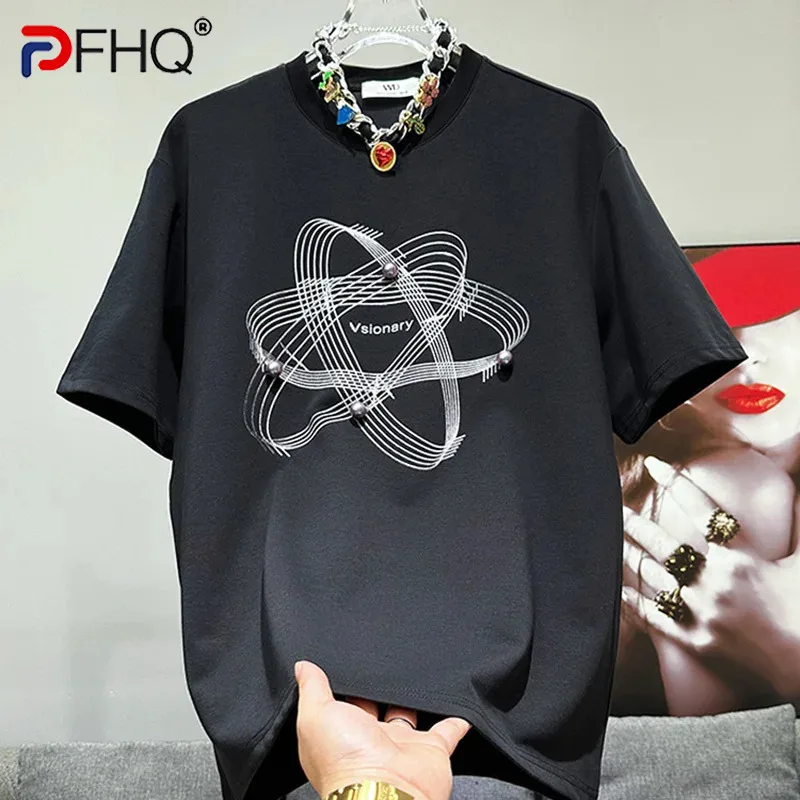 

PFHQ American Streetwear 3D Printed Pearl Decoration Men's Tops Summer New Avant-garde Comfortable Male Popular T-shirt 21Z4981