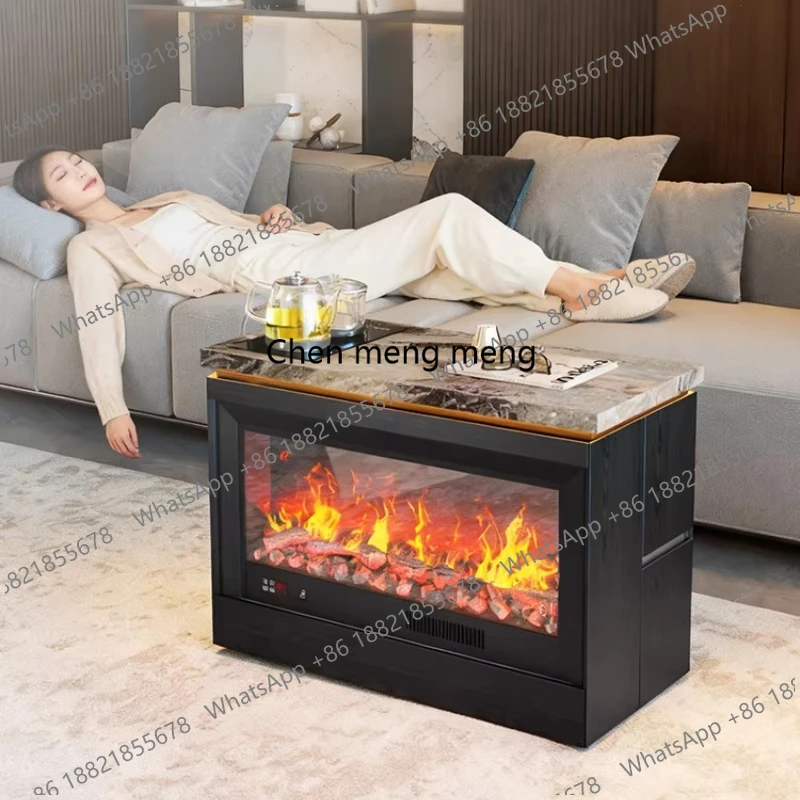 

Italian removable side cabinet heating fireplace decoration living room balcony heating side table with kettle