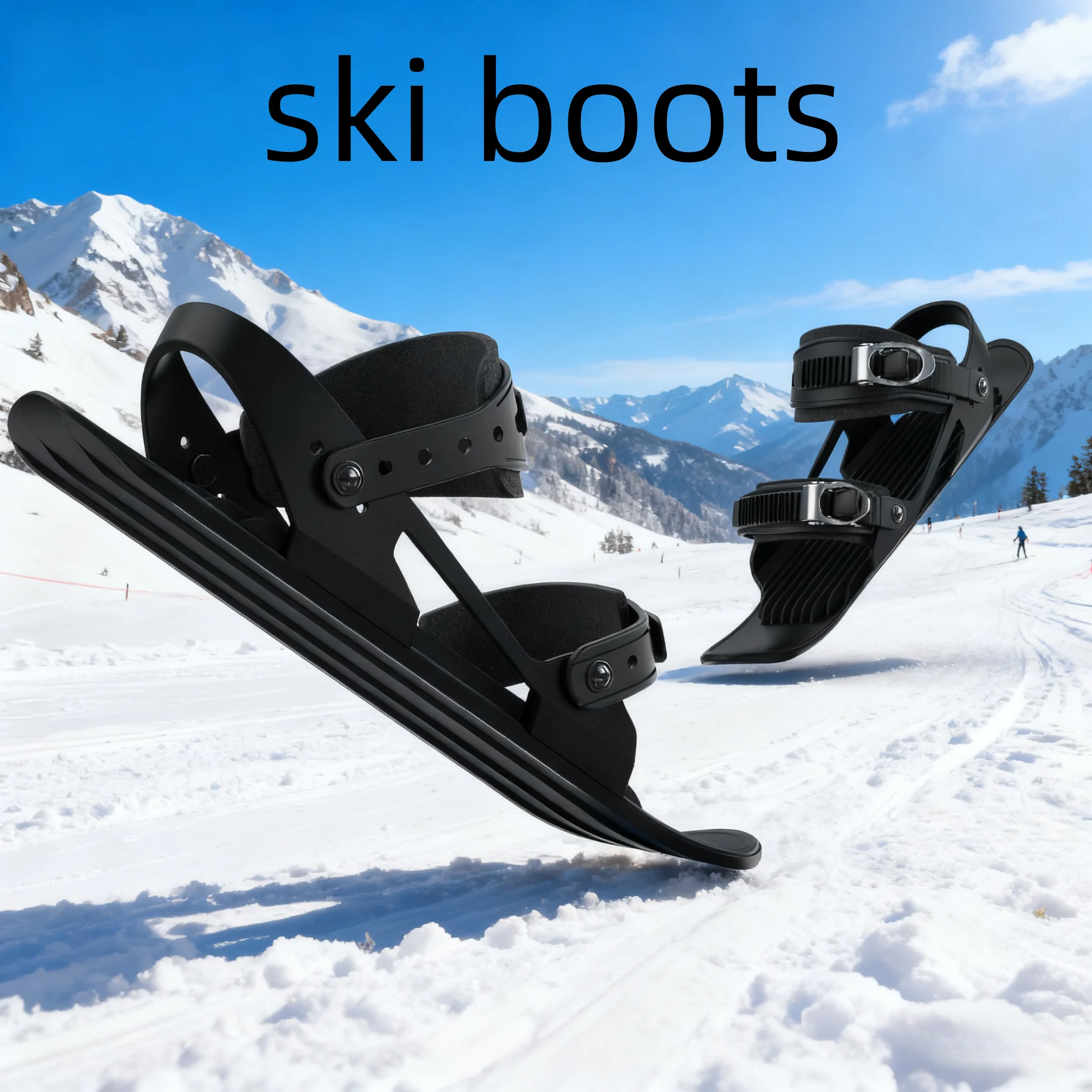 Children's Mini Adjustable Ski Skates Portable Snowboard Shoes Winter Outdoor Sports Equipment Shortboard Binding Skiing Footwea