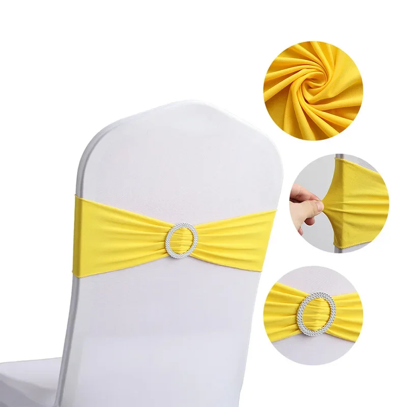 Spandex Chair Sash Wedding With Round Buckle Stretch For All Band Universal Birthday Party Show Decoraiton