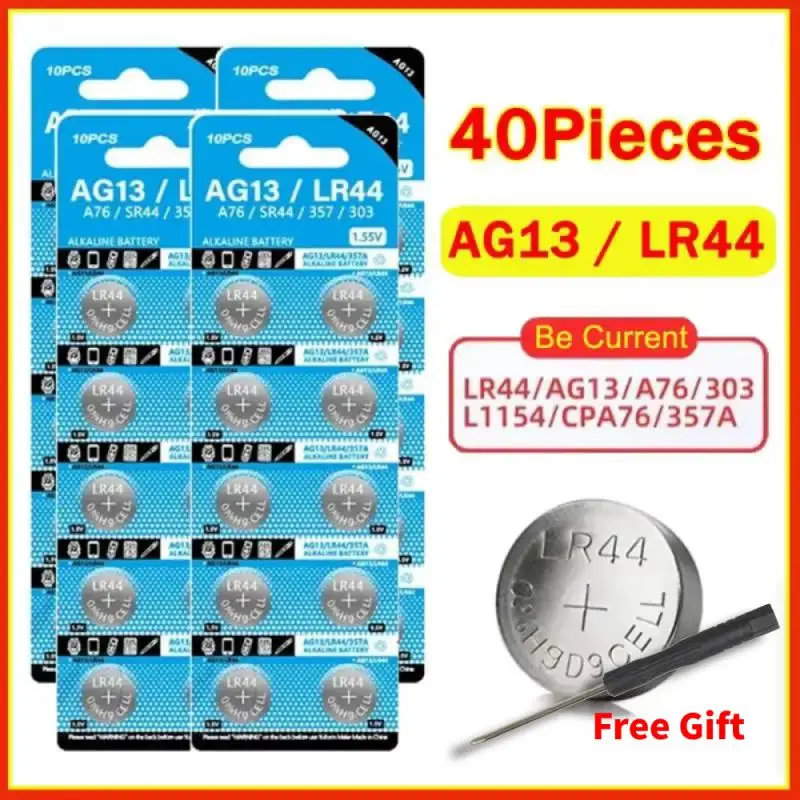 AG13 LR44 A76 357 357A LR1154 SR1154 SR44 1.55V Alkaline Battery For Watch Calculator Car Key Remote Clock Button Coin Cell