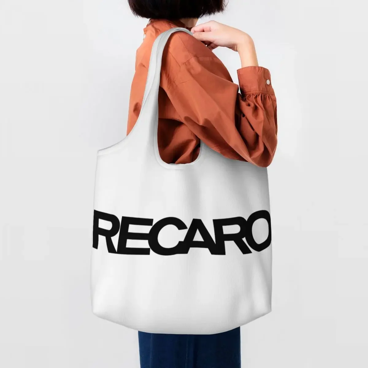 Recaros Logo Grocery Shopping Bags Cute Printing Canvas Shopper Tote Shoulder Bag Big Capacity Portable Bag Photography Handbag