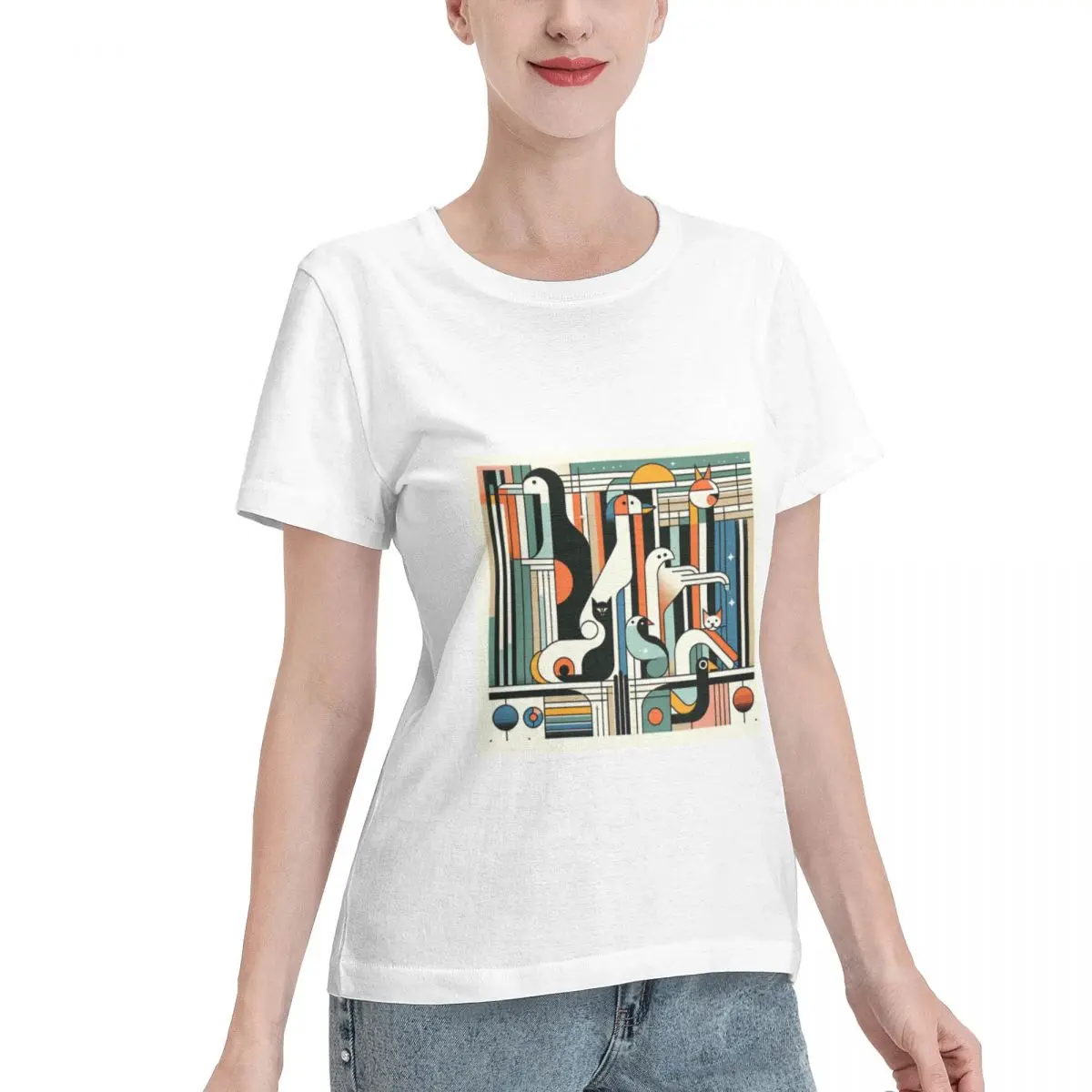 Quick Dispatch Cats Birds At Home Women's T-shirt Vintage Wear Plus Size Women Tee