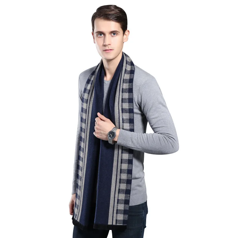 Designer Marke Plaid Männer Schals Winter Warme Kaschmir Schal männer Pashmina Schal Business Lange Wraps Weihnachten Geschenk für Mann