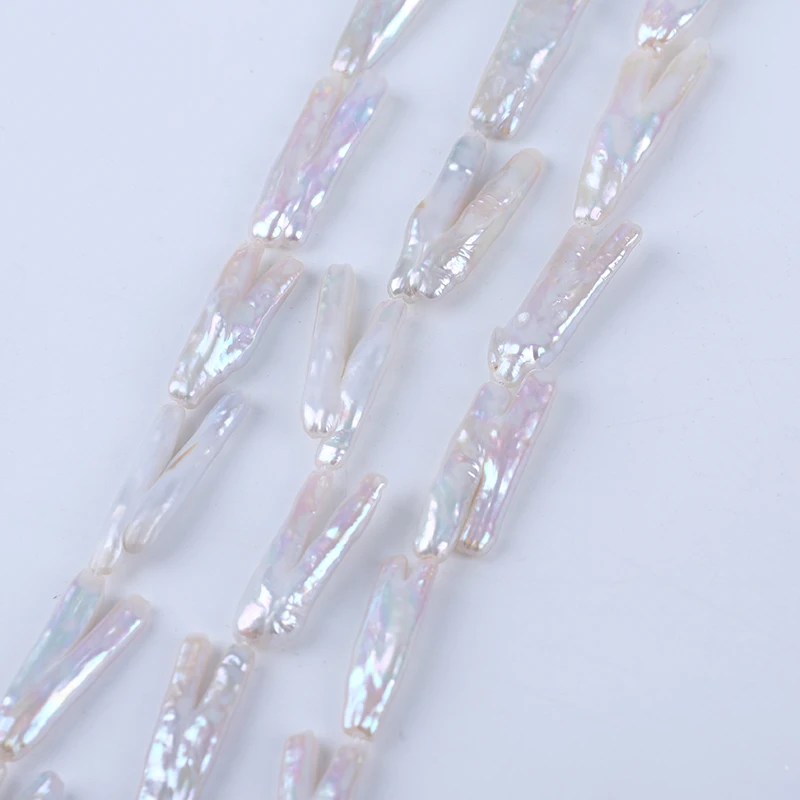 9-10mm*25-26mm Letter V Shape Cultured Freshwater Pearl Irregular Pearl Strands for Jewelry Making