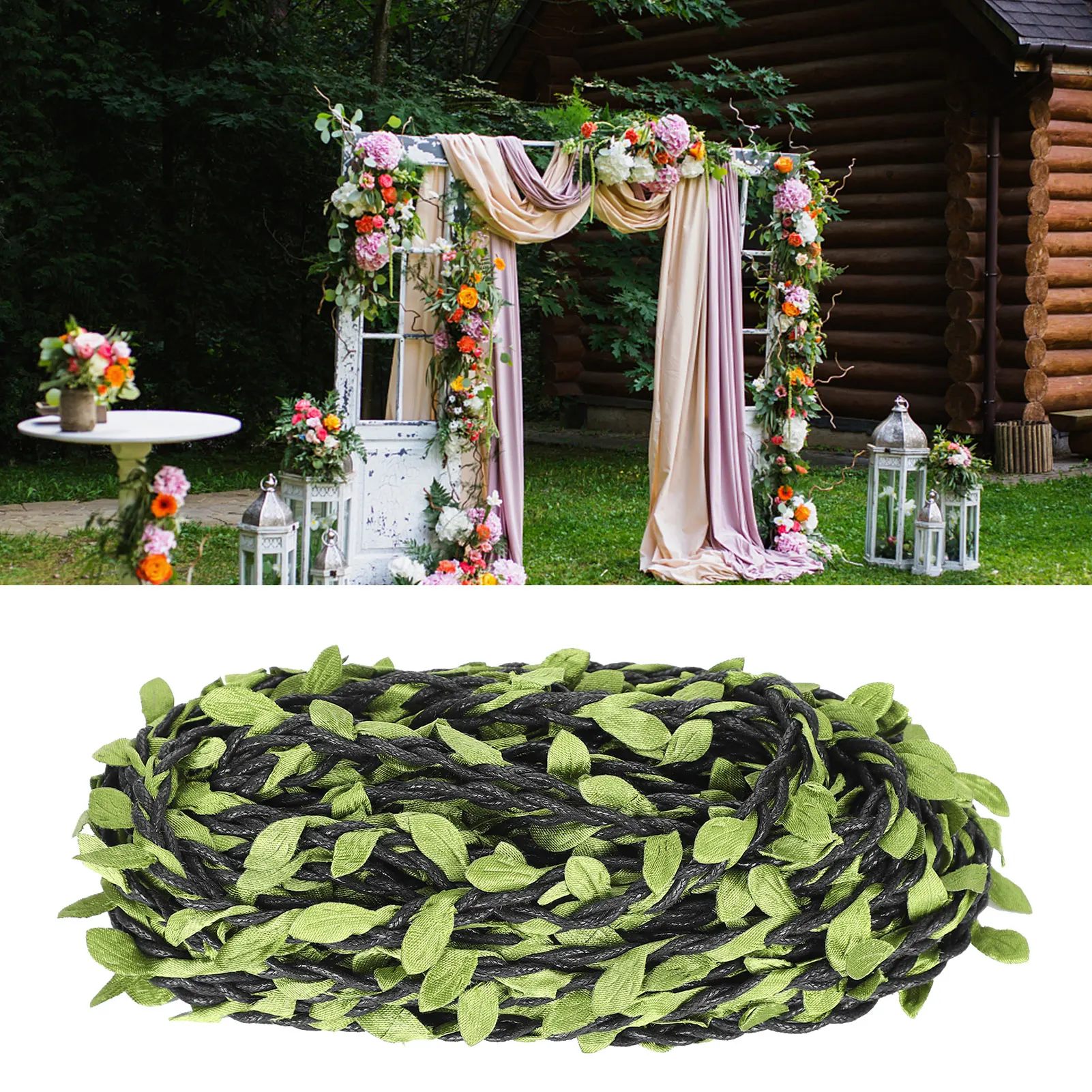 

10m Artificial Plants Leaves Vine Wax Thread Black Green Simulation Rattan Vine DIY Wedding Party Home Decoration