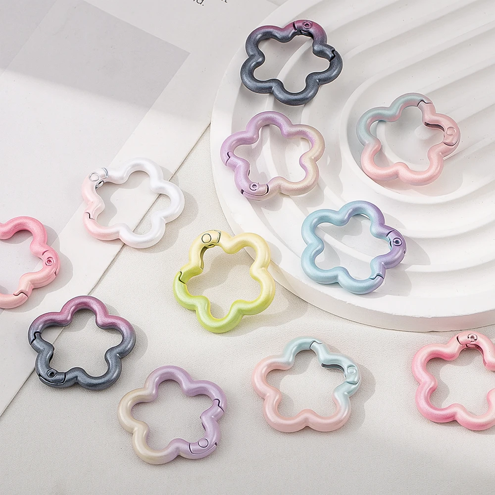 1/5 Stück Farbverlauf Legierung Federverschluss Blumen Offener Ring Rucksackkette Schlüsselanhänger Zubehör DIY Schmuck Haken Hängeschnalle – Detail 3