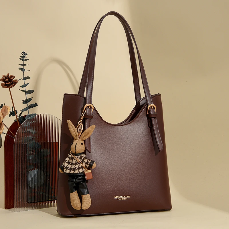 本革トートバッグ-レディース-2025年新作-トップレイヤー牛革-レディース-シングルショルダーバッグ-通勤-大容量-脇の下バッグ