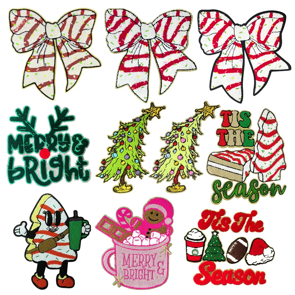 1pc Oversized Christmas Snowman Elk Ironing Patches Santa Claus Merry Bright Sticker Badges Accessories Clothes Hoodie Decor