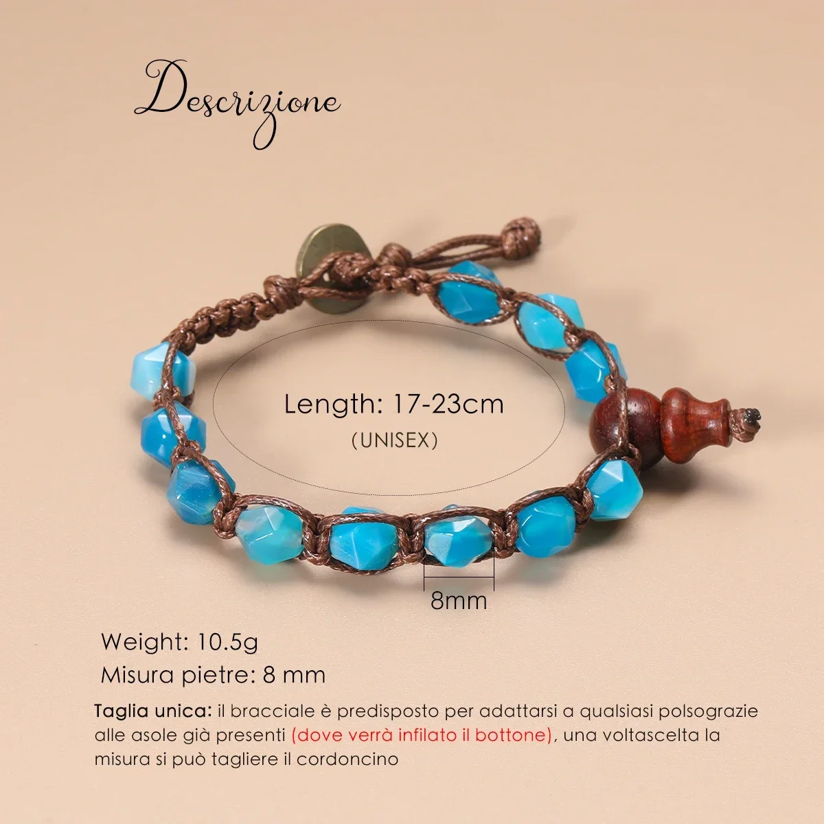 

Natural Stone Ethnic Style Hand-Woven Gourd Bracelet Adjustable Bracelet Fashion Jewelry Gift Suitable for Women Men Friendship
