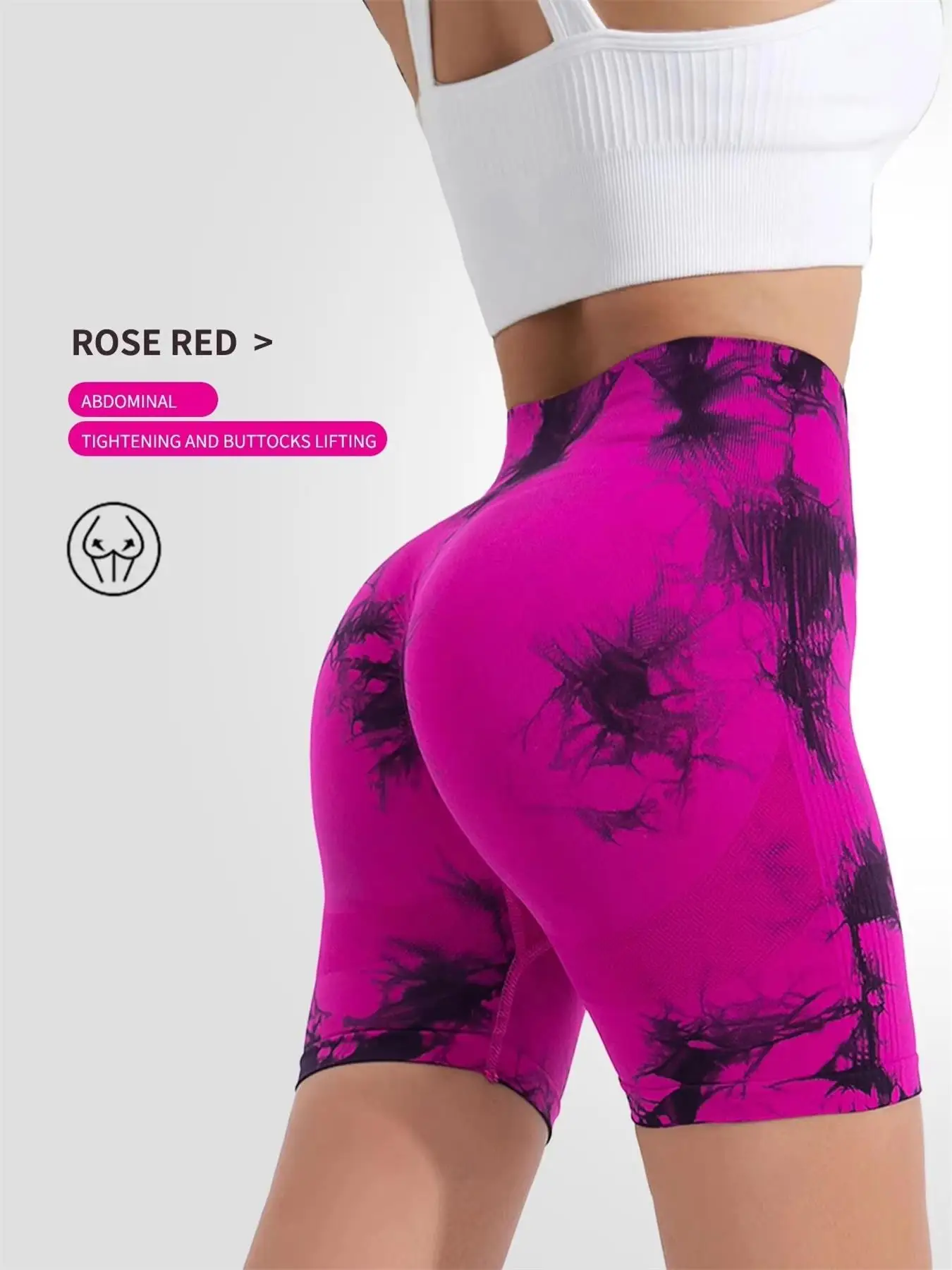 Women's Yoga Shorts Tie Dye Peach Butt Nylon Quick Dry Fitness Pants High Stretch Hip Lift Sweatpants Tight Leggings image 5