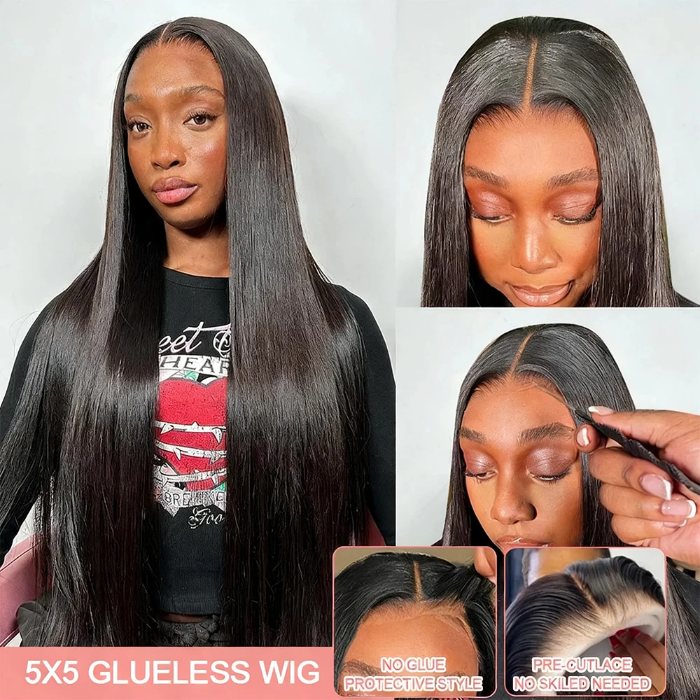 High-quality Vietnamese 250 Density 13x4 13x6 HD Lace Front Human Hair Wigs 30 40 Inch Bone Straight Human Hair Wigs Natural Pre Plucked Transparent Lace Frontal Wigs Pre Cut Glueless 5x5 Closure Wig Human Hair For Women