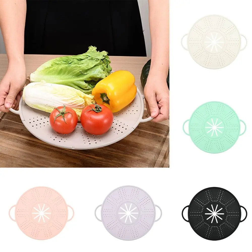

Anti-scald Handles Silicone Steamer Pad Heat Resistant Hangable Spill-proof Pot Lid Draining Reusable Splatter Food Cover Pot