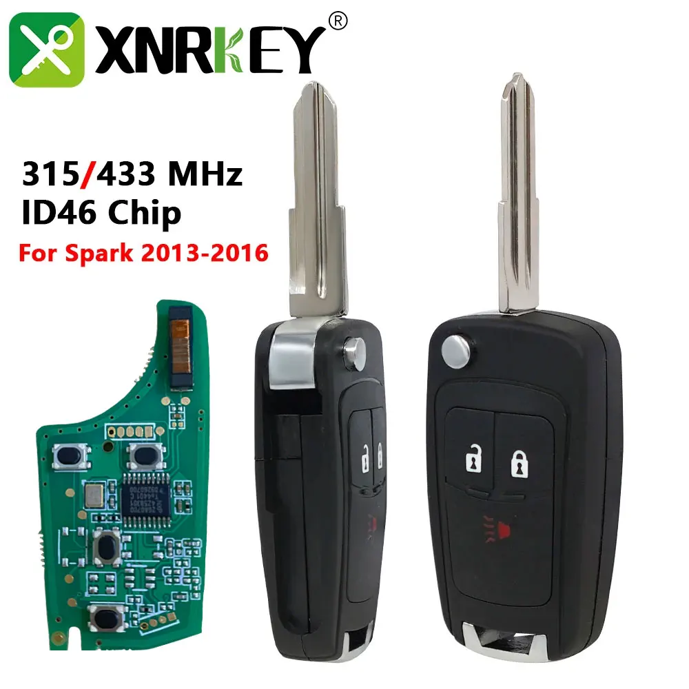 

XNRKEY 3-кнопочный складной дистанционный ключ автомобиля ID46 чип 315/433 МГц для Chevrolet Spark 2013 2014 2015 2016 Сменный дистанционный ключ