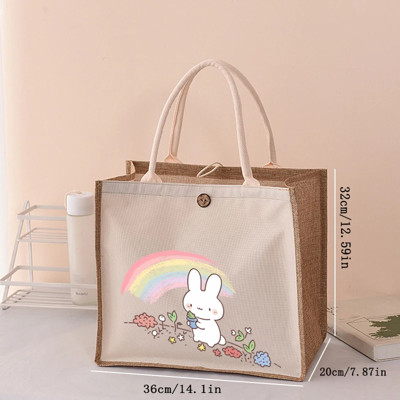 

Дорожная сумка с принтом, модная многоразовая сумка для покупок, большая вместительная сумка, портативная большая сумка с мультяшным кроликом для повседневных прогулок