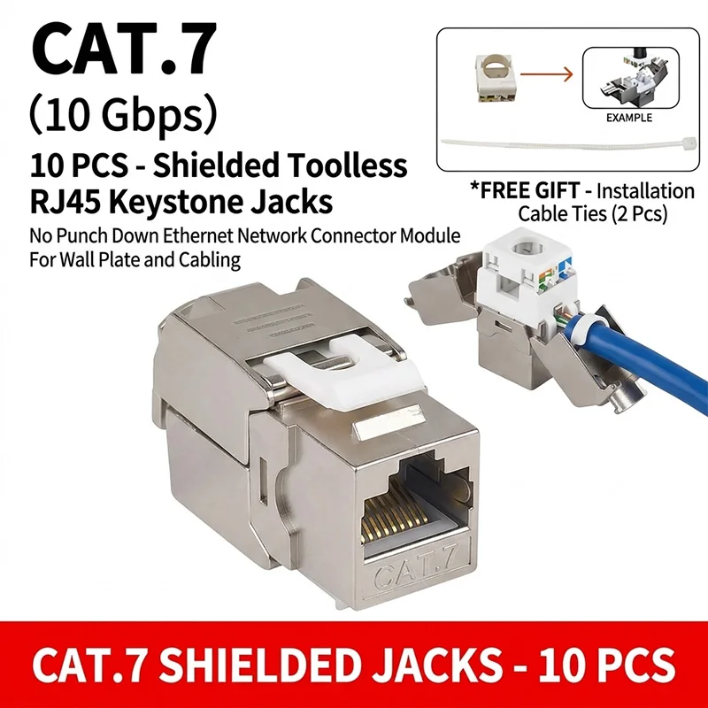 

Модуль сетевого разъема Cat7 RJ45 Keystone Jack без инструментов, без прокола, 10 Гбит/с, для установки Ethernet-кабеля