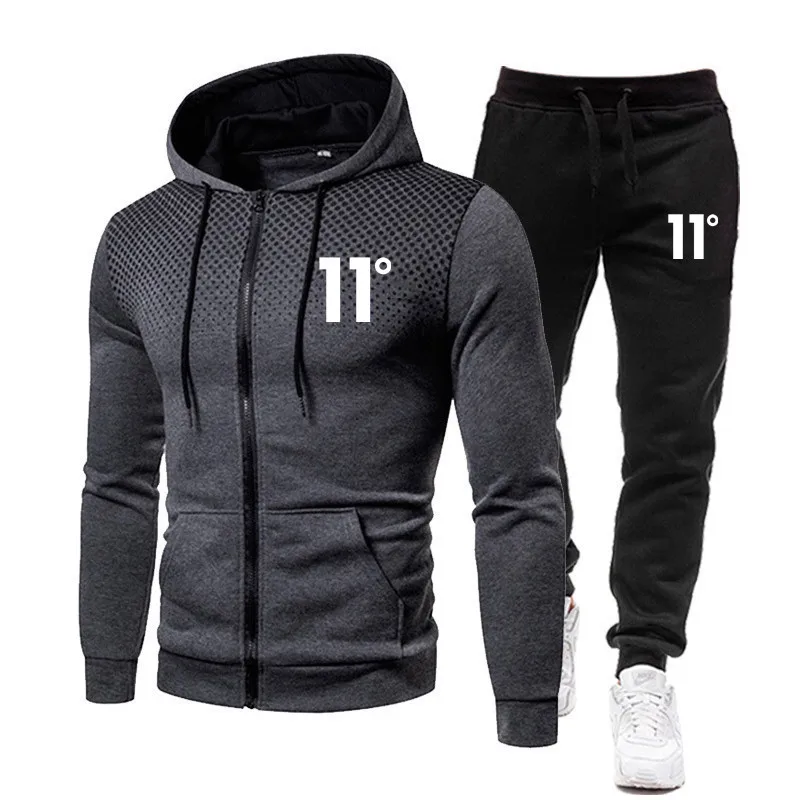 2024 New 11 digit pattern Men\'s Sport Sets Hoodies+Running Pants 2-Piece Suits Casual Sweatshirts Tracksuit Polka Dot Sportswear