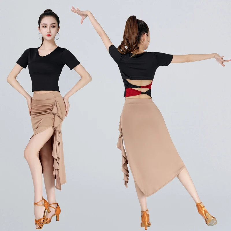 

Юбка для латинских танцев, женская юбка для взрослых, новинка 2025, юбка для национальной стойки, тренировочный костюм, нижняя юбка