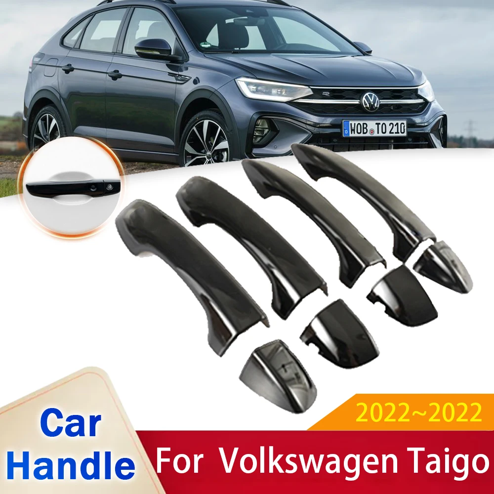 for Volkswagen VW Taigo Nivus 2020 2021 2022 Gloss Black Door Handle Cover Style Stickers Trim Car External Accessories Gadget