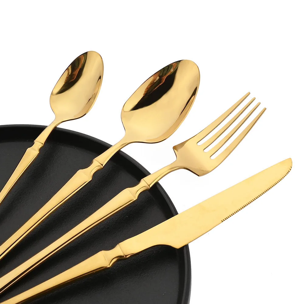 JANKNG 24 pezzi Set di stoviglie in oro bianco stoviglie in acciaio inossidabile cucchiaio forchetta coltello posate cucina posate posate Set di