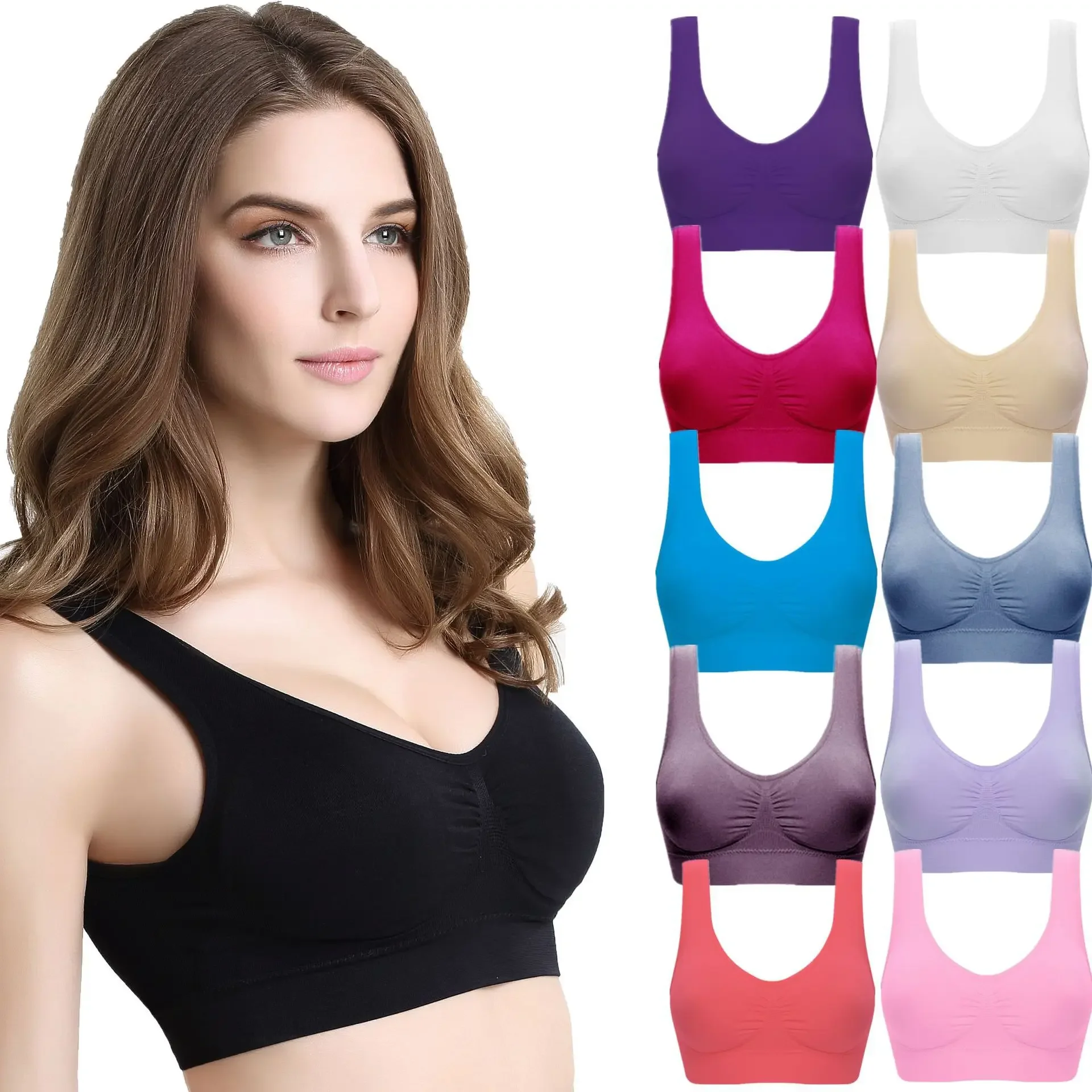 

Zero Bondage Underwear Plus Size No Wire Seamless Adjustment Bra One Piece Thin Sports Yoga Underwear Bra