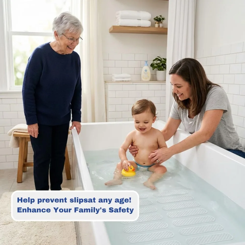 6 Piece Non-Slip Shower Floor Stickers,Large Safety Anti-Slip Decals for Bathtubs, Shower Floors, and Stairs-Scraper Included view 5