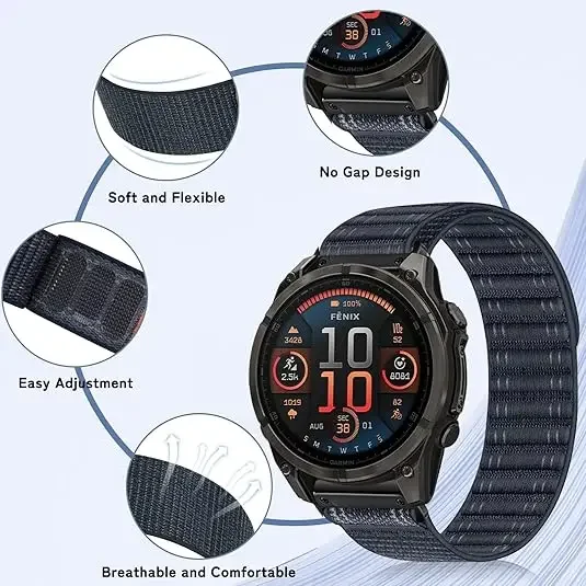 Quick Fit Nylon loop Band For Garmin Fenix 8 7 Pro 7S 6X 6 GPS 5Plus Venu 3 Tactix 7 bracelet correa Fenix 8 7X 26mm 22mm Strap image 3