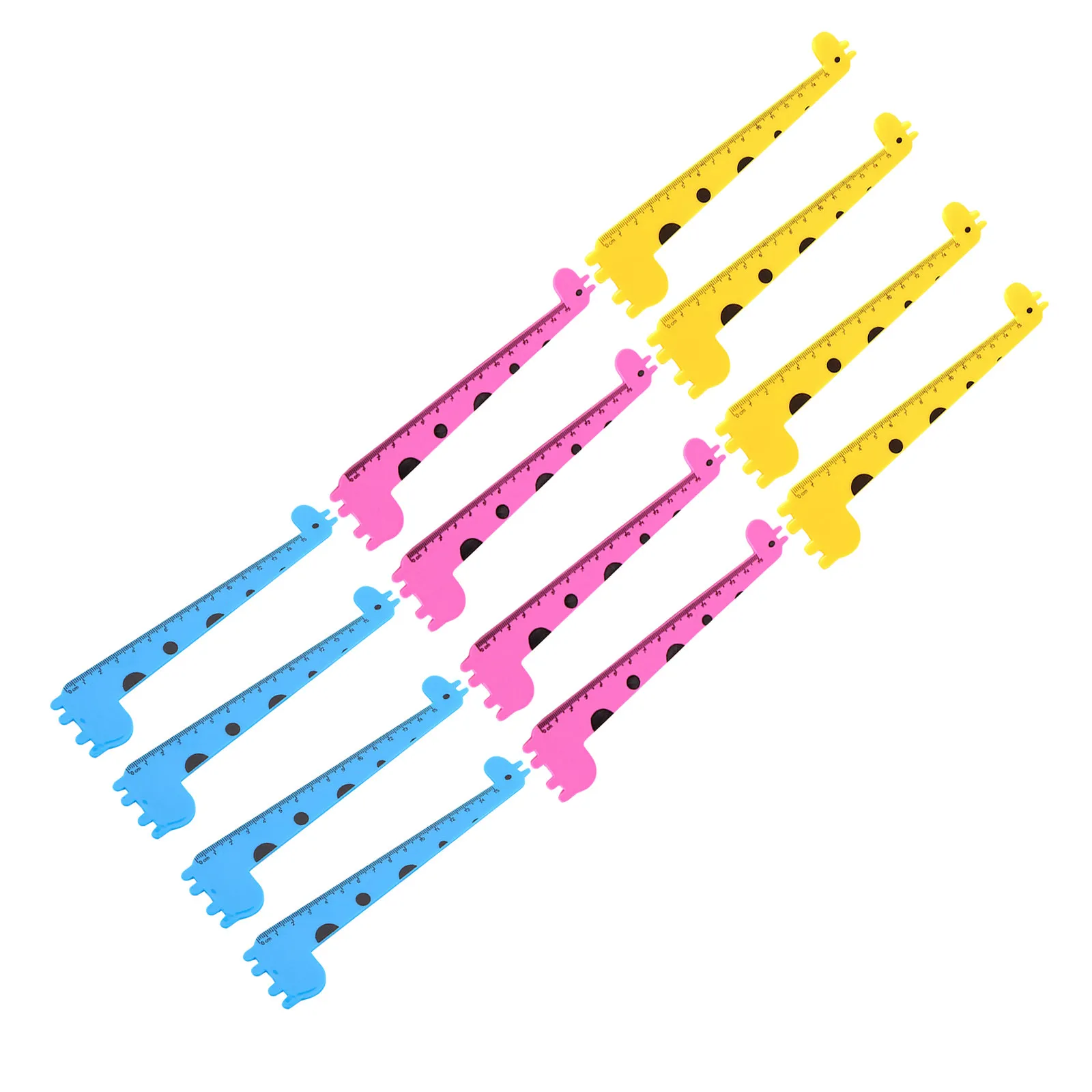 

12Pcs Multi-Function Giraffe Straight Ruler Plastic Ruler with Engraved Cm Scale Book Decoration Measuring Tool for School