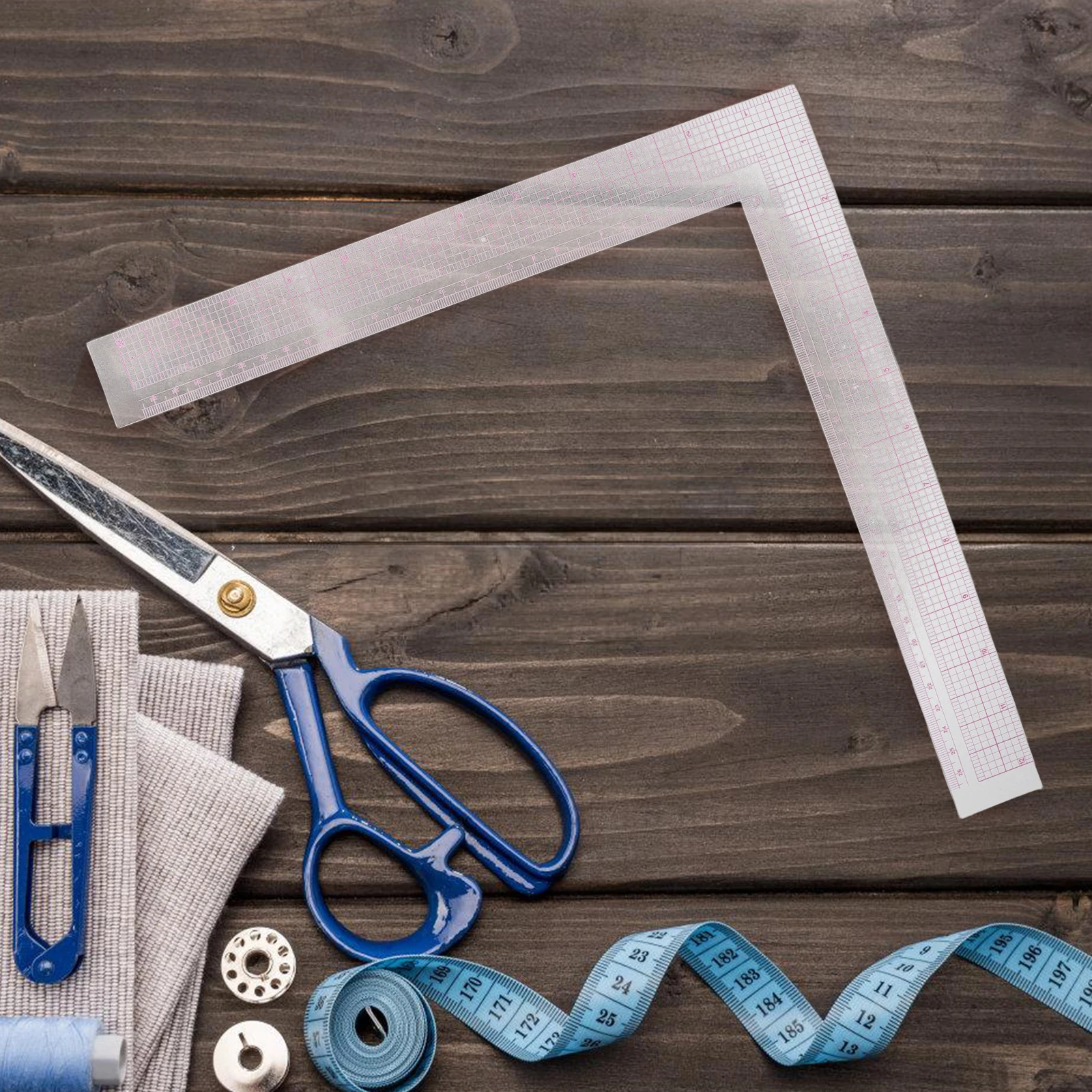 

Garment Pattern Grading Ruler High Precision L-Shaped Plastic Measuring Tool For Uniform Design Drafting Cutting Sewing