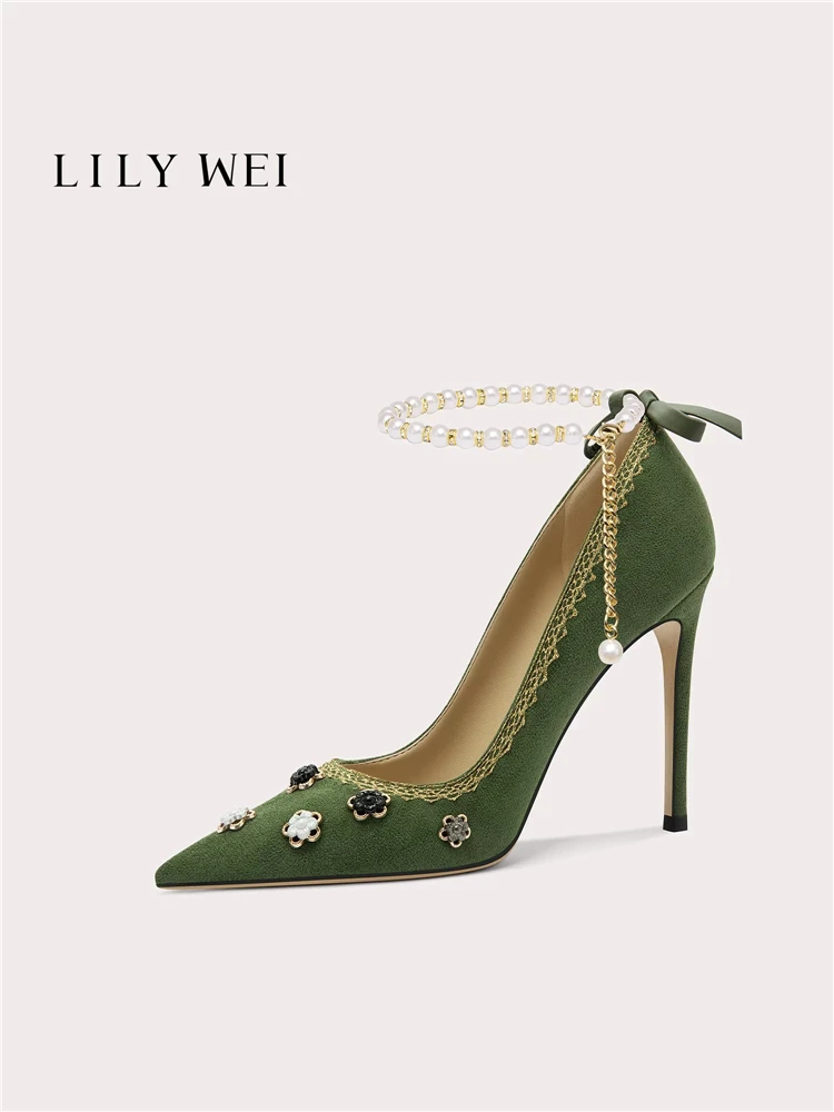

Новые весенние замшевые туфли на плоской подошве с острым носком и жемчужным цветком, банкетное платье, большие размеры, маленькие размеры, расширенные женские туфли на высоком каблуке