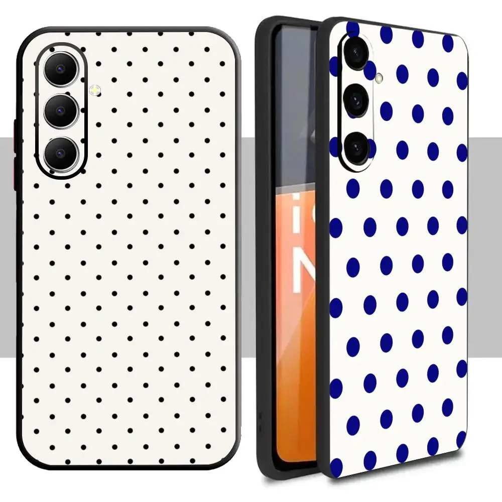 Minimalist Black White Polka Dot Phone Case For Samsung Galaxy A16 A56 A36 A26 A06 A55 A54 A15 A35 A25 Soft Black