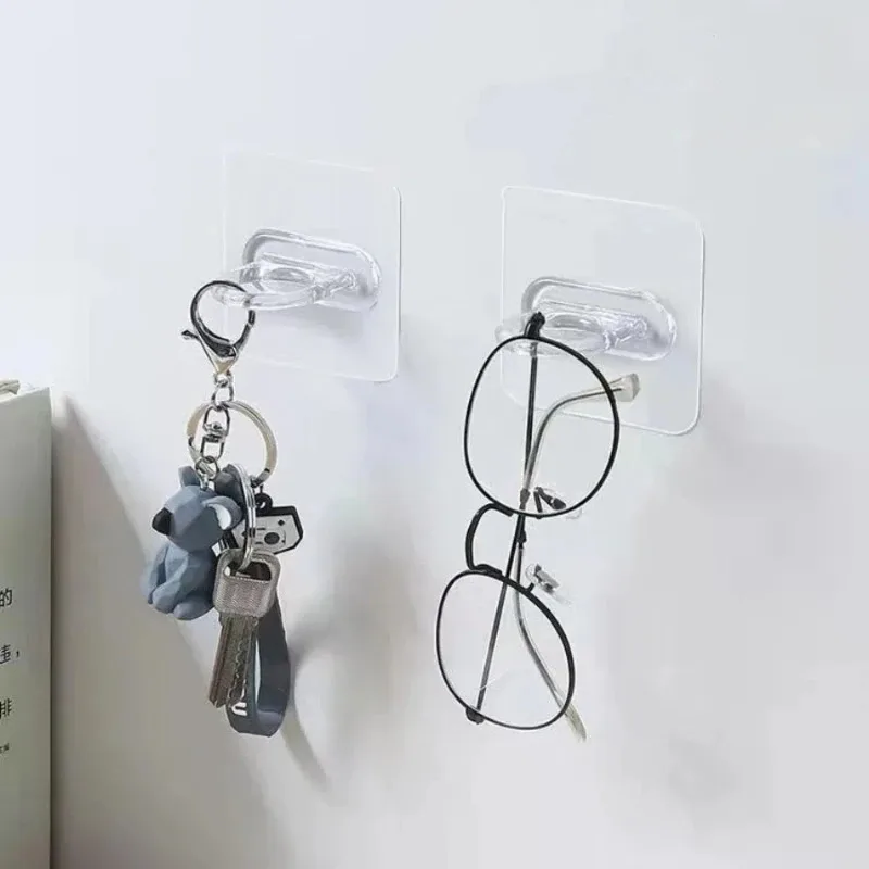 5/10pcs Ring Hook Transparent Tape Storage Perforation-Free Body Wash Toilet Storage Supplies Waterproof And Rust Resistant