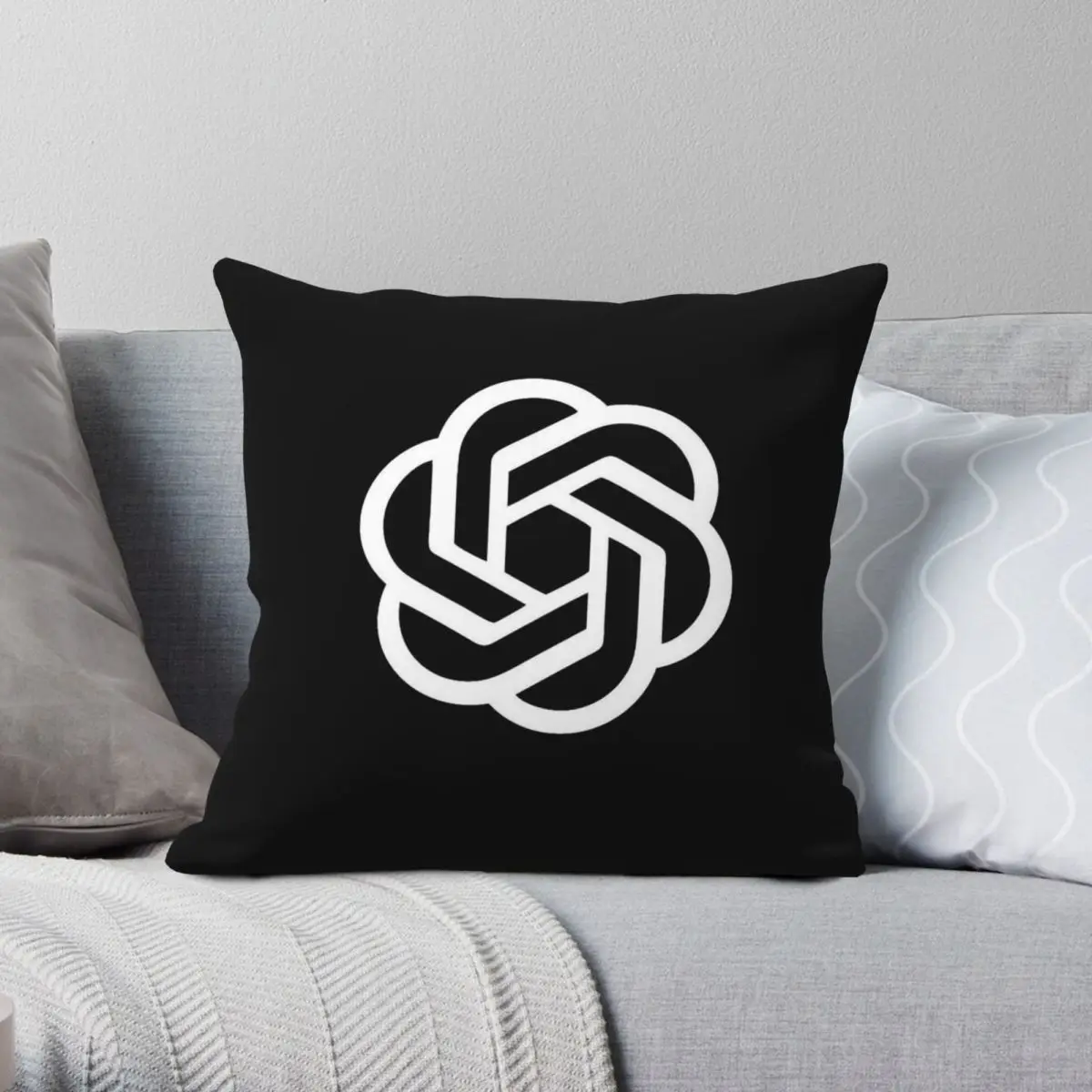 Chat Gpt-3 Logo Square Pillowcase Polyester Linen Velvet Printed Zip Decor Home Cushion Cover 45x45