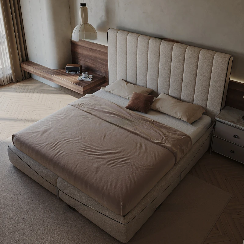 Light luxury leather bed, master bedroom, high-end double bed, customized, modern and simple