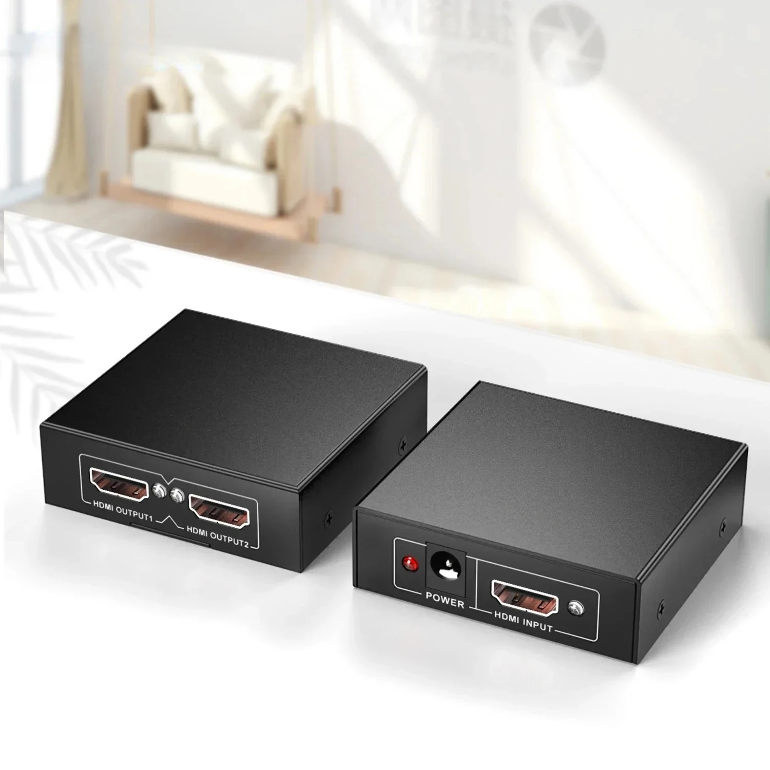 1080P HD Splitter 1 in 2 out HD Video Splitter Distributor 1 Source to 2 Displays Duplicate Display for Loptop PC TV Monitor
