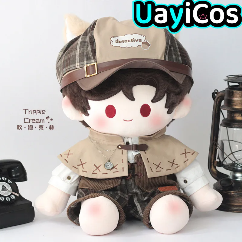 

Handsome Puppy Detective Retro Brown Uniform Cloak Hat Outfit For 40cm Plushie Cotton Doll Clothes Accessories Anime Toy Kids Gi