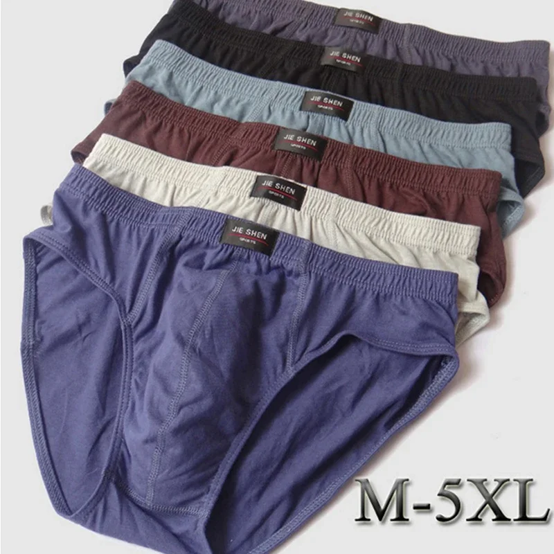 5 pcs Men Briefs Cotton Shorts Underwear Penis Pouch Breathable Family Panties Large Sizes XXL XXXL 4XL 5XL Mid Waist Underpants