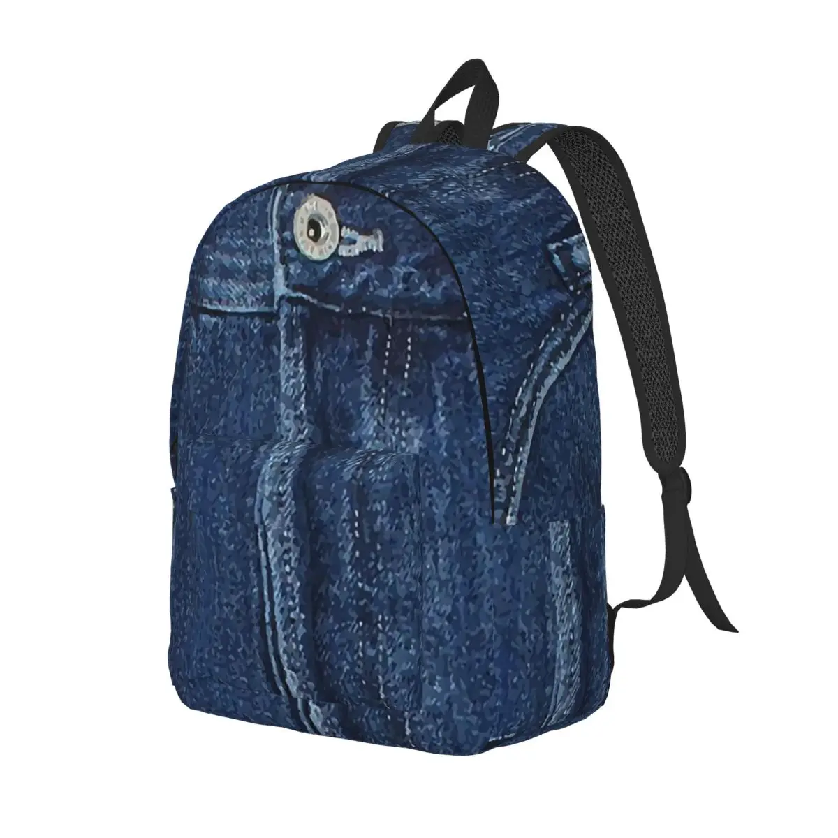 Blue Denim Classic Jeans Texture Backpack Daypack Large Capacity Children BookBag School Bag Shoulder Bags for Boys Girls