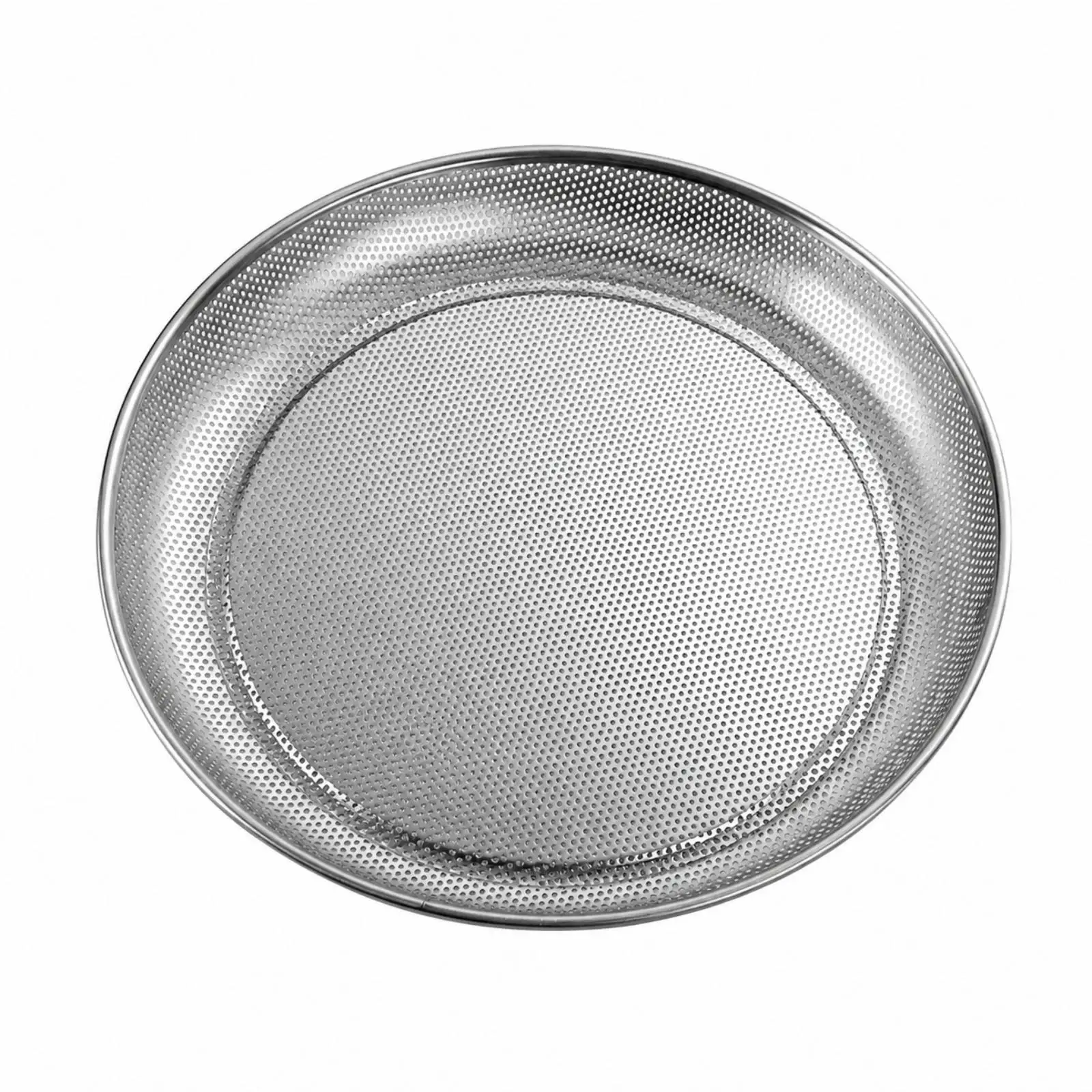 Stainless Steel Sieve Resistant Round Sieve with 2 Mm Holes Low-Profile Perforated Sifting Tray for Gardening, Grain Handling,