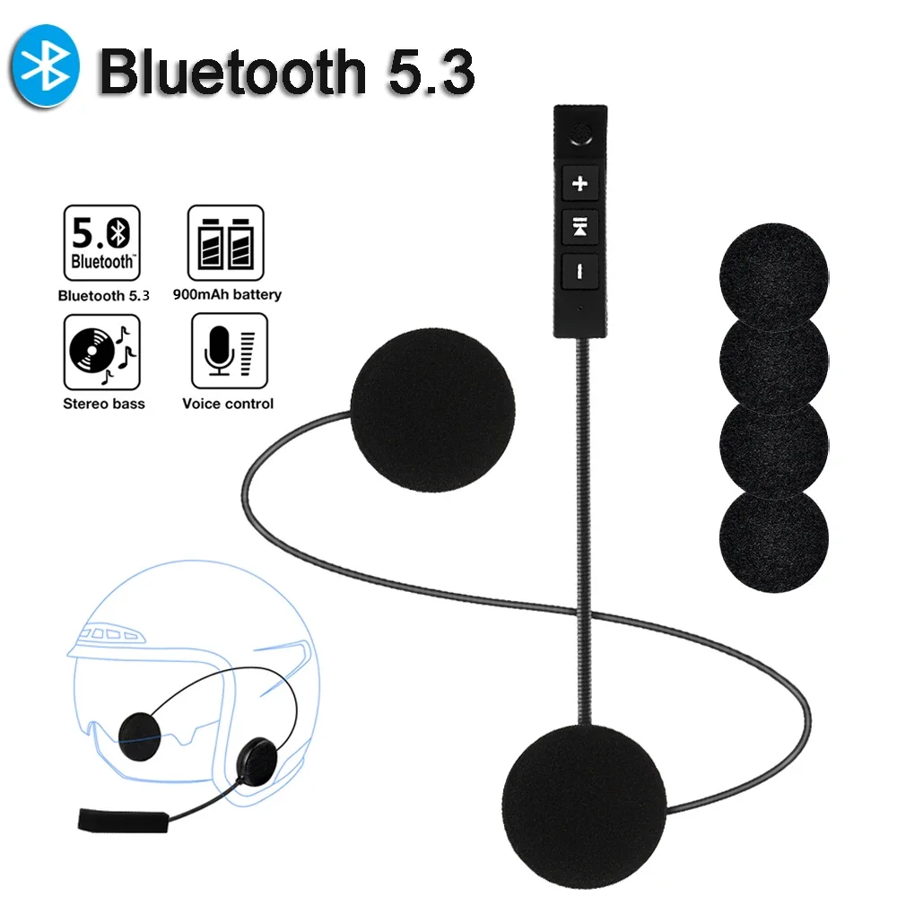 

Bluetooth Motorcycle Helmet Headset BT5.3 Wireless Riding Stereo Earphone Speaker Support Automatic Answer Handsfree Call Mic