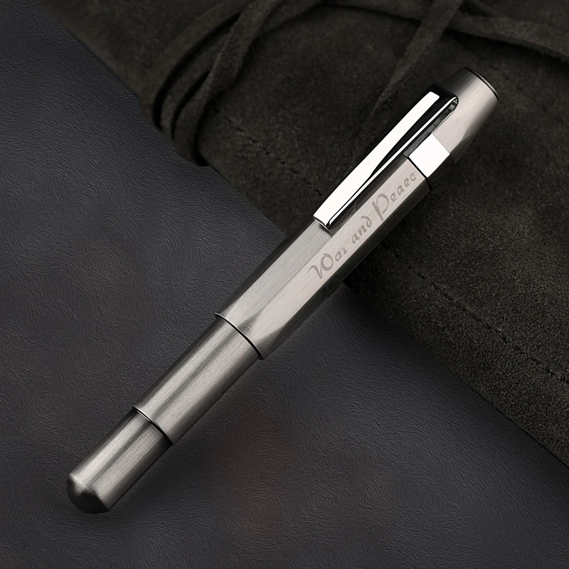 

Gun Gray Short Fountain Pen Brass Retro Extra Small Art Adult Student Practice Travel