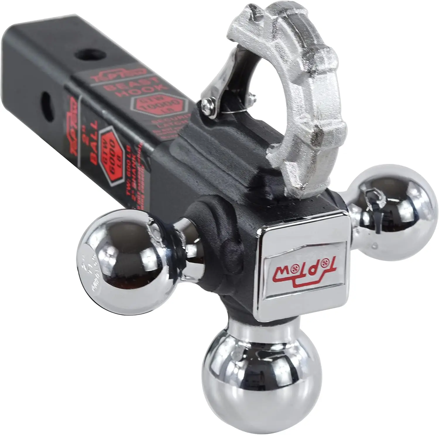 트레일러 히치 트라이볼 히치 마운트(비스트 토우 훅 포함) 크롬 히치 볼, 2인치 리시버에 적합