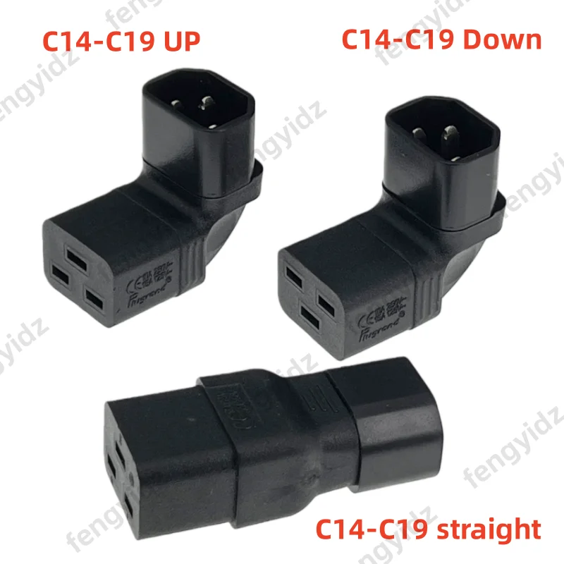 IEC320 C14 to C19 AC Power Adapter Plug,Connect C20 to C13 Power Male to Female Converter,90 Degree Down Up Angled Converter﻿﻿﻿