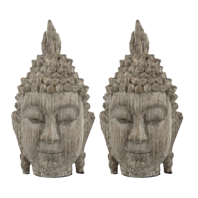 

Set of 2, 4.5x4.3x8 Meditating Buddha Head Sculpture, Small