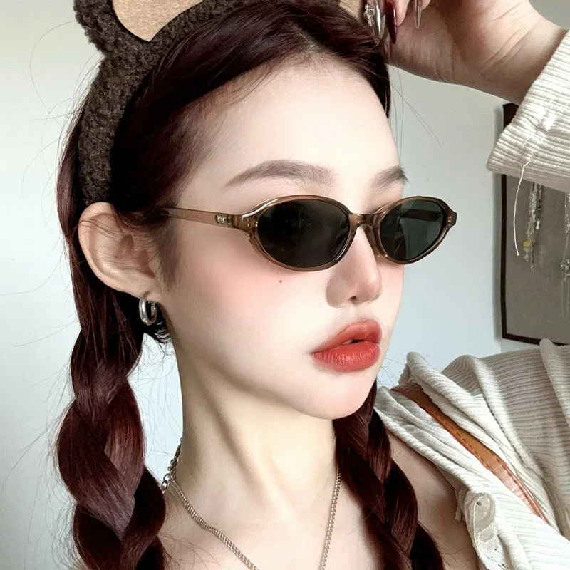 

Retro Oval Frame Sunglasses Fashion Small Frame Sun Glasses Punk Cat Eyes Sunshade Sun Protection Glasses Солнечные очки