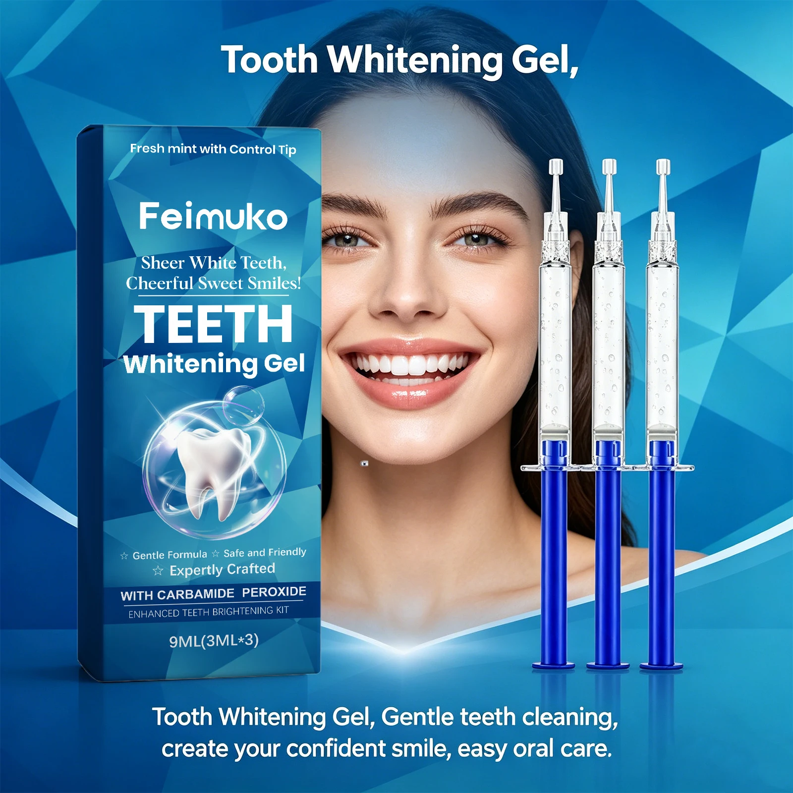 Teeth Whitening Gel Gentle Cleaning Teeth Dental Yellow Plaque Stains Removal Restore Bright Tooth Mint Flavor Oral Hygiene Care