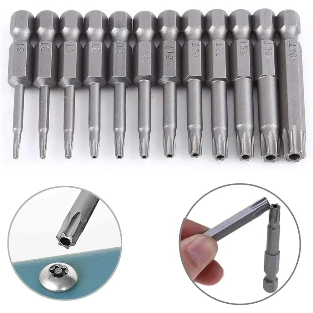 11/12-teiliges Torx-Schraubendreher-Bit-Set mit Loch 50/100mm, verlängertes Schraubendreher-Set, manipulationssicheres magnetisches Bohrer-Bit-Set, Schraubendreher-Werkzeug – Detail 11